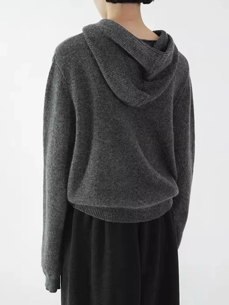 cardigan à capuche pour femme, pull en pur cachemire, veste tricotée européenne à capuche épaisse, nouvelle collection automne/hiver 2025 100% cardigan à capuche pour femme, pull en pur cachemire, veste tricotée européenne à capuche épaisse, nouvelle collection automne/hiver 2025 100%