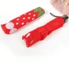 parapluie pliable à motif de fraise, ultra léger, mignon, décoratif, manuel, adapté aux étudiantes et aux femmes, 1 pièce