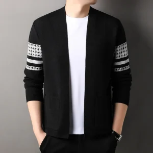 Cardigan tricoté pour hommes, ample, décontracté, polyvalent, mode papa d’âge moyen, pull Simple, manteau, printemps automne Cardigan tricoté pour hommes, ample, décontracté, polyvalent, mode papa d’âge moyen, pull Simple, manteau, printemps automne