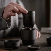 service à thé de voyage en porcelaine portable avec sac, pot de cérémonie de normalisation gaiwan, sable violet, zm822