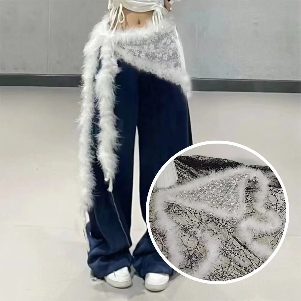 Jeans pantalons décor Super doux Punk fourrure ceinture Y2K moelleux doux en peluche ceinture chaude rue danse accessoire ceinture Jeans pantalons décor Super doux Punk fourrure ceinture Y2K moelleux doux en peluche ceinture chaude rue danse accessoire ceinture