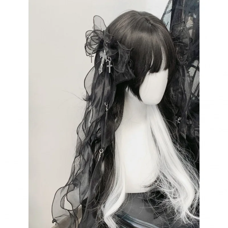 pince à cheveux style dentelle originale, double queue de cheval, accessoire japonais otaku, sous culture, conception de couleur d'eau, casque pour accès à la mode pince à cheveux style dentelle originale, double queue de cheval, accessoire japonais otaku, sous culture, conception de couleur d'eau, casque pour accès à la mode