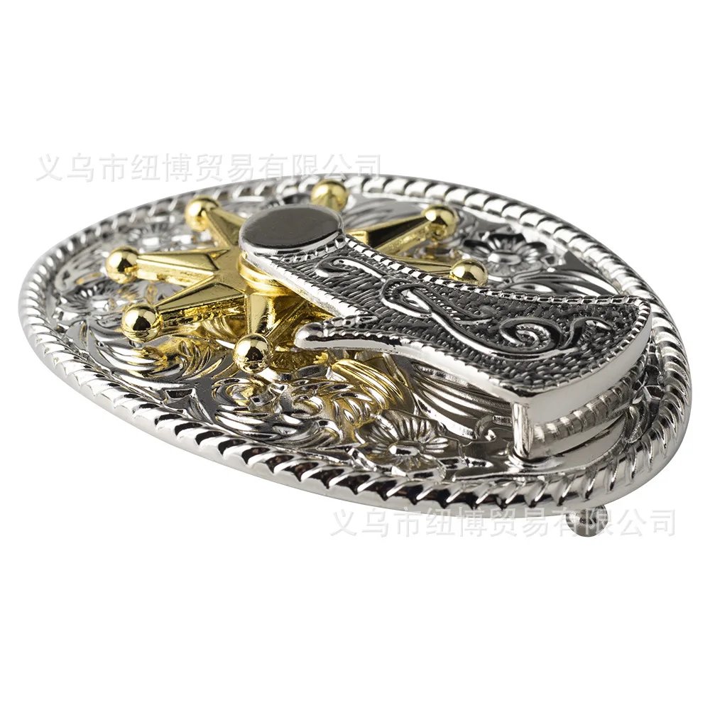 ceinture à Éperon ovale, structure dorée, engrenage rotatif, style occidental, accessoires en alliage ceinture à Éperon ovale, structure dorée, engrenage rotatif, style occidental, accessoires en alliage