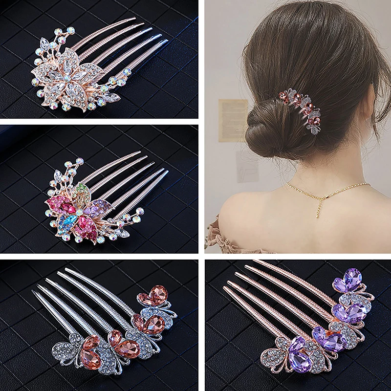 Pinces à cheveux Vintage à fleurs en cristal, Style coréen, mode perle strass, peignes, épingles à cheveux brillantes pour femmes, accessoires pour cheveux Pinces à cheveux Vintage à fleurs en cristal, Style coréen, mode perle strass, peignes, épingles à cheveux brillantes pour femmes, accessoires pour cheveux
