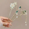 pince à cheveux classique de style chinois, bâton à pompon, design floral traditionnel, accessoire de coiffure, bijoux pour femmes, épingle à cheveux