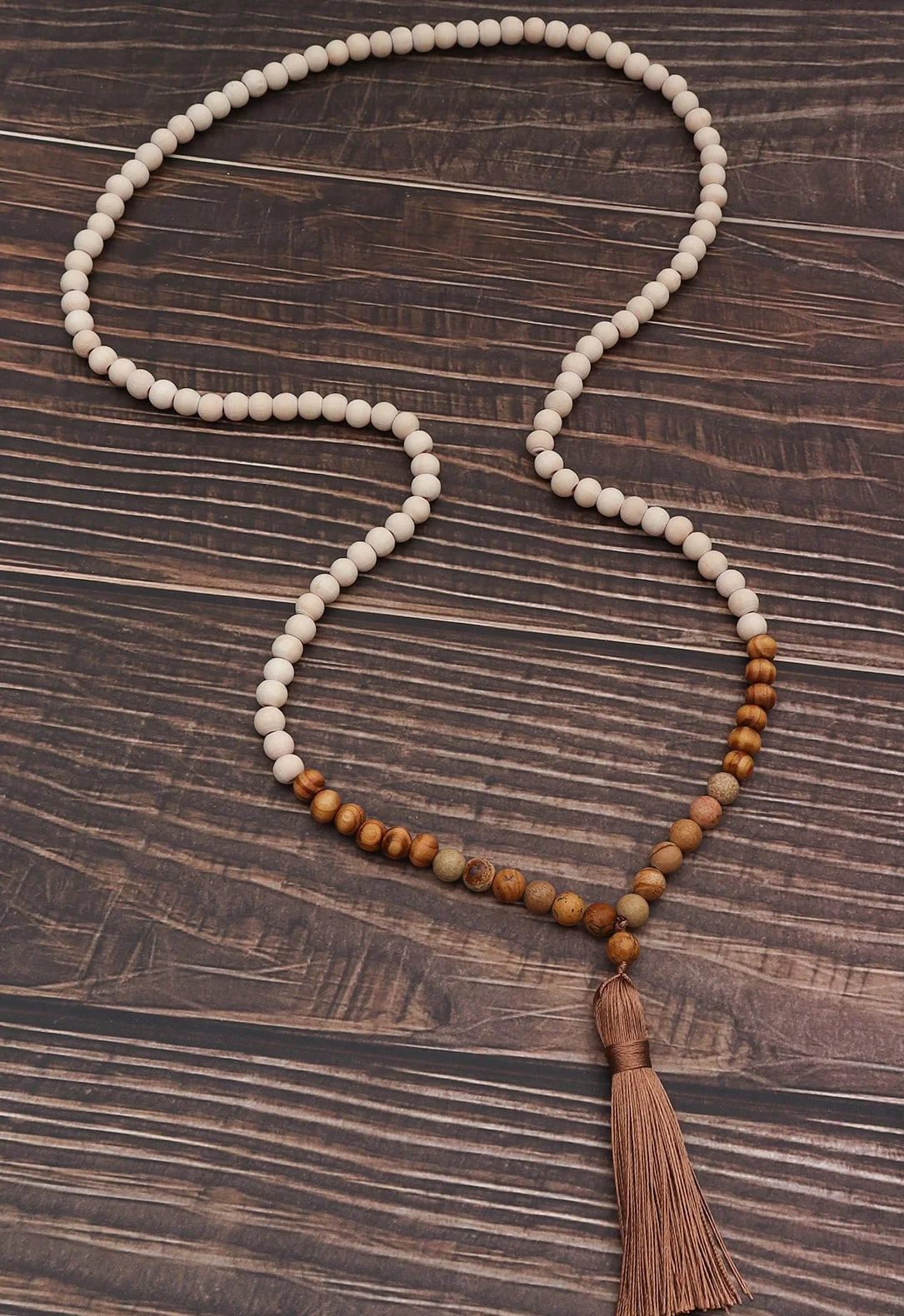 Obega – collier à pampilles en perles de bois naturel, Style bohème, fait à la main, mode rétro, bijoux de fête, cadeau pour femmes Obega – collier à pampilles en perles de bois naturel, Style bohème, fait à la main, mode rétro, bijoux de fête, cadeau pour femmes