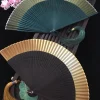 Éventail pliant de style japonais Edo, kimono féminin, véritable petite fleur sculptée, nickel é, blanc, doré Éventail pliant de style japonais Edo, kimono féminin, véritable petite fleur sculptée, nickel é, blanc, doré