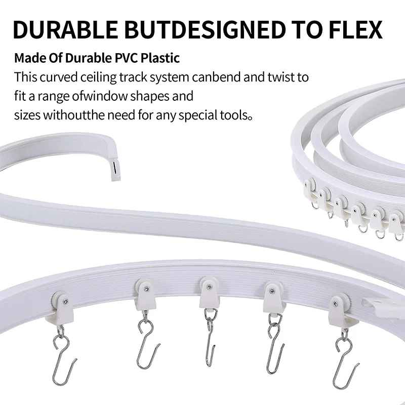 rideau flexible et pliable de 1 à 6m, pour chambres à coucher, balcons, salles de bains, diviseur de plafond, piste silencieuse, accessoire de décoration pour fenêtre de maison rideau flexible et pliable de 1 à 6m, pour chambres à coucher, balcons, salles de bains, diviseur de plafond, piste silencieuse, accessoire de décoration pour fenêtre de maison