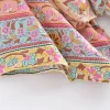 boho queens vintage imprimé fleuri ceintures court kimono femmes nouvelle mode col en v manches chauve souris dames robe de plage couvertures