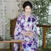 femmes élégantes kimonos traditionnel japon kimono robe avec obi imprimé fleur geisha robe vintage nouveauté cosplay costume
