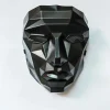masque de fête géométrique futuriste style technique noir avec bouche en maille respirante parfait pour les fêtes à thème de cosplay d'halloween