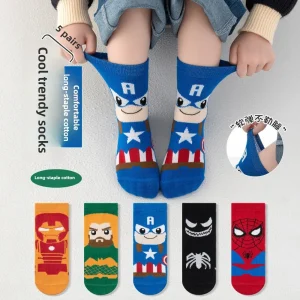 Paquet de 5 chaussettes d’équipage de dessin animé pour garçons enfants étudiants coton peigné doux respirant enfants chaussettes de cheville automne hiver conception de dessin animé Paquet de 5 chaussettes d’équipage de dessin animé pour garçons enfants étudiants coton peigné doux respirant enfants chaussettes de cheville automne hiver conception de dessin animé