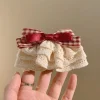pince à cheveux rose en tissu, petite fleur fragmentée, queue de cheval, nœud doux et mignon, pièce de sauna