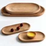 Assiette ovale alimentaire de Style japonais, plateau de service en bois, tasse de thé, soucoupe, assiette de fruits, assiette de rangement, assiette de palette, décor de Table de cuisine