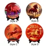 peintures décoratives de l'année du cheval, ornement rond en bois, cadre photo, décorations porte bonheur, ornement de bureau amusant pour le bureau