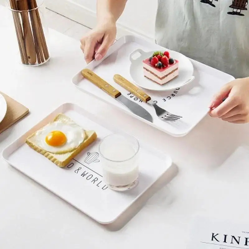 plateau de petit déjeuner, thé, pain, dessert, plateau de collation, plateau de rangement, accessoire carré, vaisselle, plateau isolé en plastique, 1 pièces plateau de petit déjeuner, thé, pain, dessert, plateau de collation, plateau de rangement, accessoire carré, vaisselle, plateau isolé en plastique, 1 pièces