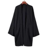 poncho kimono japonais long pour hommes et femmes, couleur unie, décontracté, ample, yukata haori beach, chemise hiyoshi noire, nouvelle collection été 2024