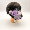 Épingle à cheveux hortensia japonaise, couvre chef, fleur, papillon fait à la main, pince à cheveux en tissu, glands de perles vintage, bâton de cheveux, accessoire kimono