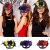 Masque de Cosplay à plumes demi-visage, belles peintures, masque de décoration de mascarade, nouveauté, masque d&rsquo;halloween en plastique