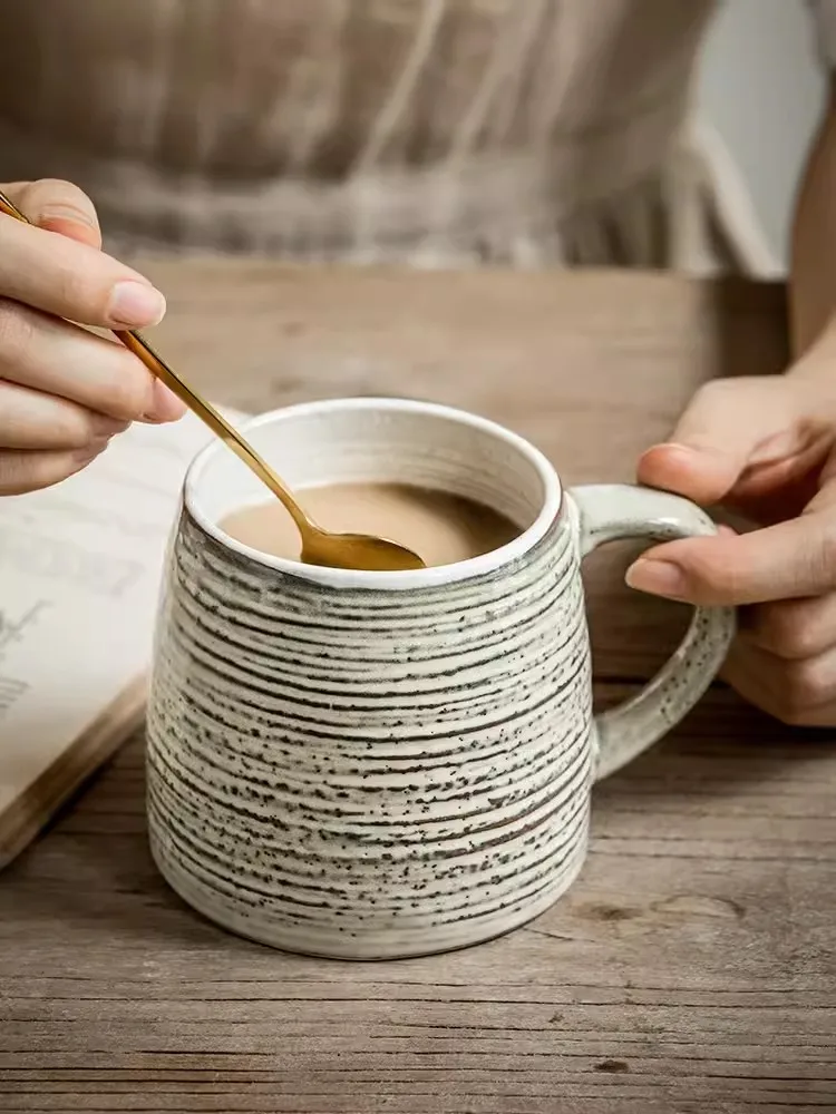Tasses japonaises à fil irrégulier, tasse à eau en céramique, grande capacité, tasses à café vintage Tasses japonaises à fil irrégulier, tasse à eau en céramique, grande capacité, tasses à café vintage