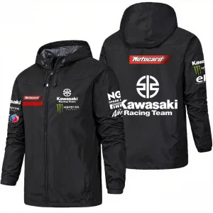 Kawasaki moto course même Style submachine veste lourde moto équitation veste mode tendance coupe-vent veste Kawasaki moto course même Style submachine veste lourde moto équitation veste mode tendance coupe-vent veste