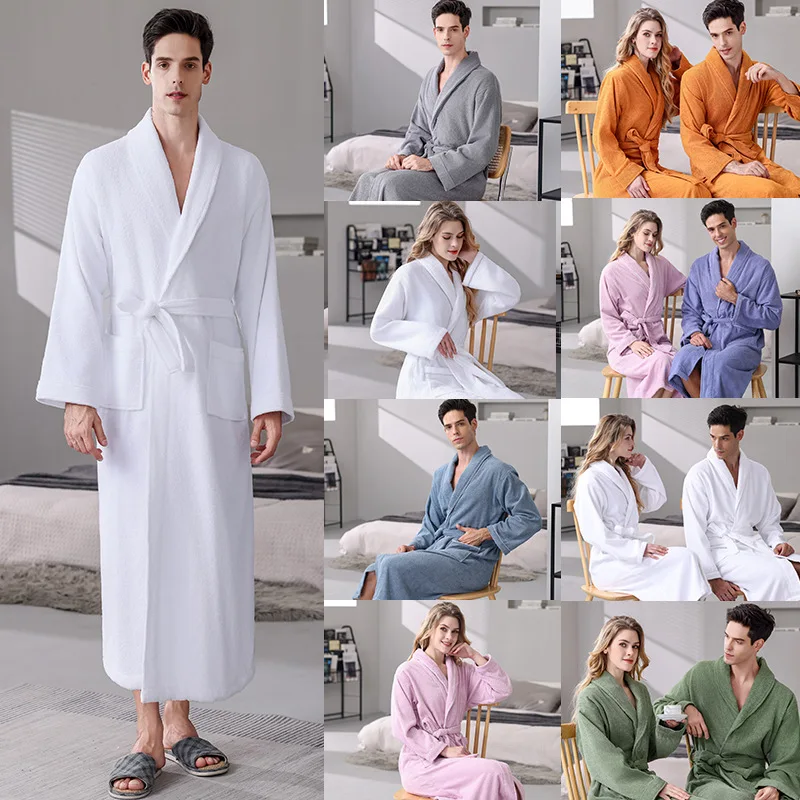 peignoir kimono 100% coton pour homme, grande taille, observateur, long, absorption, après la douche, vêtements de nuit peignoir kimono 100% coton pour homme, grande taille, observateur, long, absorption, après la douche, vêtements de nuit