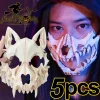 masque d'halloween demi visage, dragon, dieu, tigre féroce, fourche de nuit, tengu, loup, crâne de performance, nouvelle collection 2024