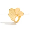 bague feuille de ginkgo pour femmes et hommes, tendance classique en métal plissé, personnalité feuille en forme d'éventail, bijoux de fête punk