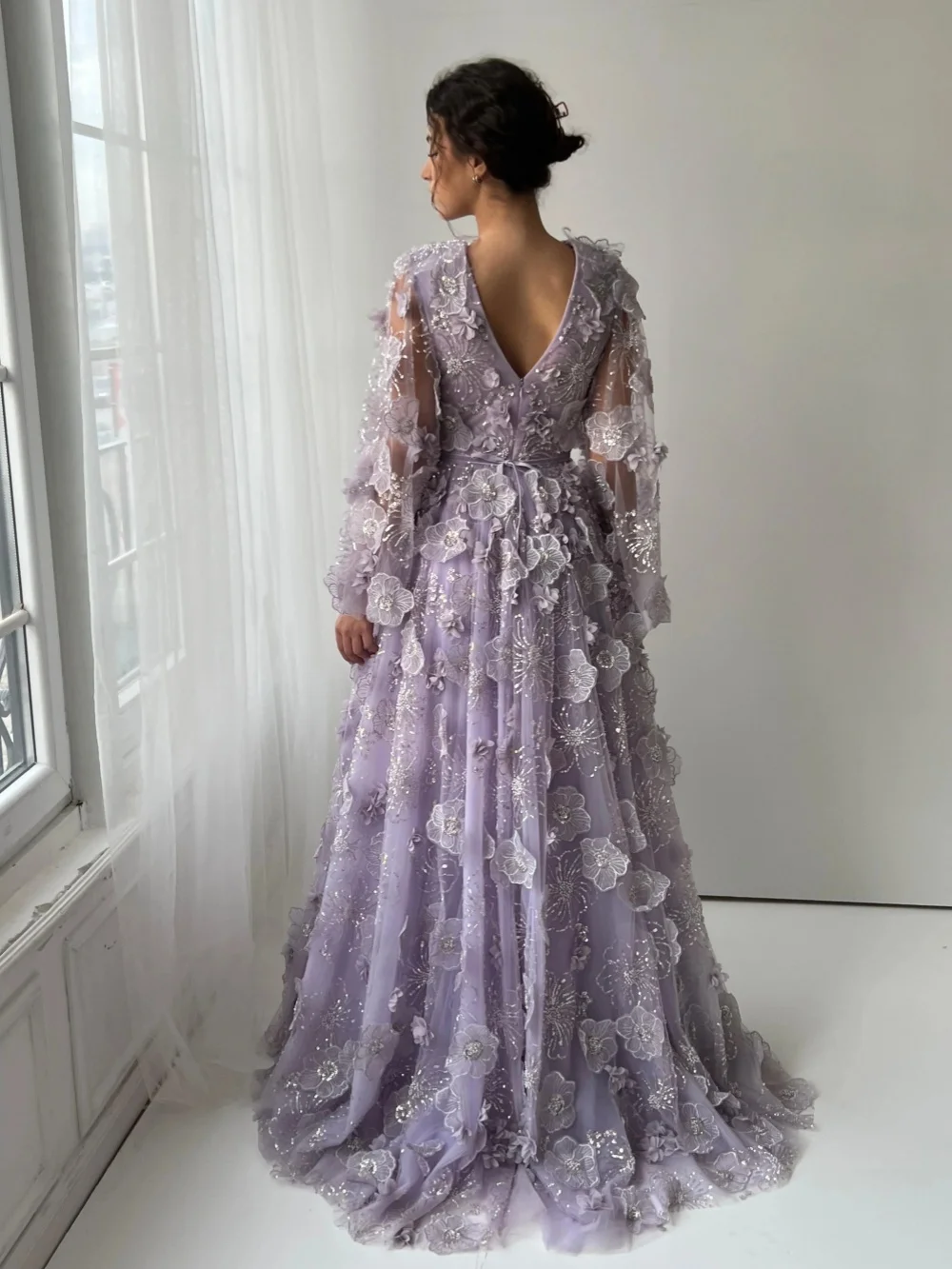 robe de soirée violette brodée de fleurs 3d, glamour, ligne a, longueur au sol, robe de soirée formelle, nouvelles robes de banquet élégantes personnalisées robe de soirée violette brodée de fleurs 3d, glamour, ligne a, longueur au sol, robe de soirée formelle, nouvelles robes de banquet élégantes personnalisées