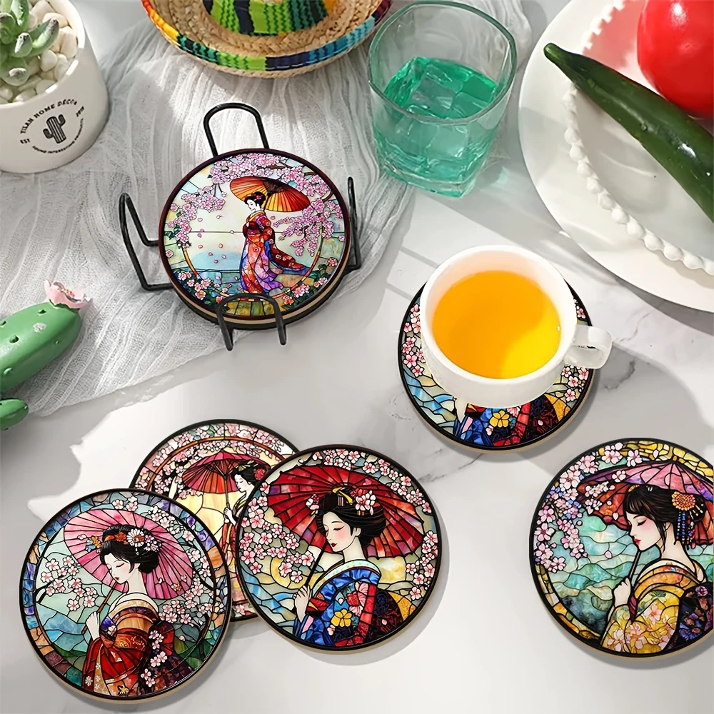 4 pouces style japonais kimono sakura architecture art 2d sous verres en bois salon de thé maison cafés restaurants décorer cadeaux de fête 4 pouces style japonais kimono sakura architecture art 2d sous verres en bois salon de thé maison cafés restaurants décorer cadeaux de fête