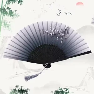Éventail pliant culturel et créatif de style chinois |   Éventail à main floral pour femme – Accessoires de cosplay, décoration et cadeau