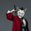 prajna – masque de guerrier fantôme japonais, shura ninja, visage bleu, accessoire complet pour tuer les écritures, costume d'halloween pour homme