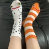 3 paires de chaussettes d'été à bout fendu, design amusant rayé d'anguille de jardin, style couple, style vacances en bord de mer