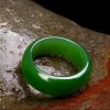 bague en jade hetian vert naturel, amulette en jadéite chinoise, bijoux de charme à la mode, artisanat sculpté à la main, cadeaux pour femmes et hommes