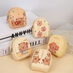Mignon petit Capybara porte-monnaie japonais fermeture éclair dessin animé portefeuille en cuir étanche Pu écouteur sac de rangement voyage Mignon petit Capybara porte-monnaie japonais fermeture éclair dessin animé portefeuille en cuir étanche Pu écouteur sac de rangement voyage