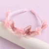 coréen à la main papillon fleur filles bandeaux mignon perle plume couronne de mariage princesse danse fête chapeaux cerceau accessoires