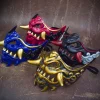 masque japonais demi visage pour halloween, masque de fête du diable maléfique, jouet démon samouraï, mascarade, accessoires de fête