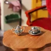 1 ensemble 1:12 maison de poupée miniature théière tasse soucoupe métal service à thé table à manger modèle décor jouet maison de poupée accessoires