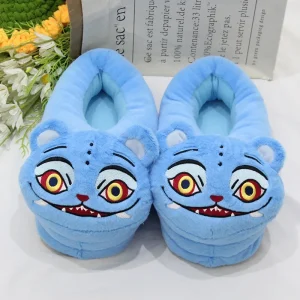 Pantoufles en coton de dessin animé Kpop chasseurs de démons tigre en peluche chaussures de maison chaudes pour usage intérieur et extérieur