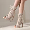 swdzm bottes de danse en biscuits complet pour femmes, chaussures de danse latine jazz, bottes de phtalboots brillantes, talons fins sexy pour dames
