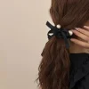 À la mode fille arc coiffe cheveux cravate ornement noir perle bandeau haute queue de cheval cheveux chaîne haute qualité bande de cheveux bande de caoutchouc