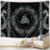 tapisserie vikings de la mythologie nordique sans cadre, runes anciennes mystéruses, totem, art mural suspendu pour salon, chambre à coucher, maison