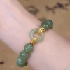 bracelet en jade hetian naturel pour femmes, élégant, rétro, ornements à main, bijoux décontractés, cadeau bohème, vintage, perles, mode