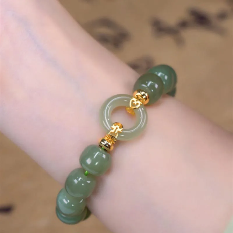 bracelet en jade hetian naturel pour femmes, élégant, rétro, ornements à main, bijoux décontractés, cadeau bohème, vintage, perles, mode bracelet en jade hetian naturel pour femmes, élégant, rétro, ornements à main, bijoux décontractés, cadeau bohème, vintage, perles, mode