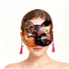 demi masque chat japonais fait à la main | masque de cosplay kitsune en dentelle élégante | masque de style vintage | pour la fête de noël sur scène