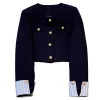 Petite veste de costume bleu marine pour femmes, haut Design d’épissure à la mode française, nouvelle collection automne Petite veste de costume bleu marine pour femmes, haut Design d’épissure à la mode française, nouvelle collection automne