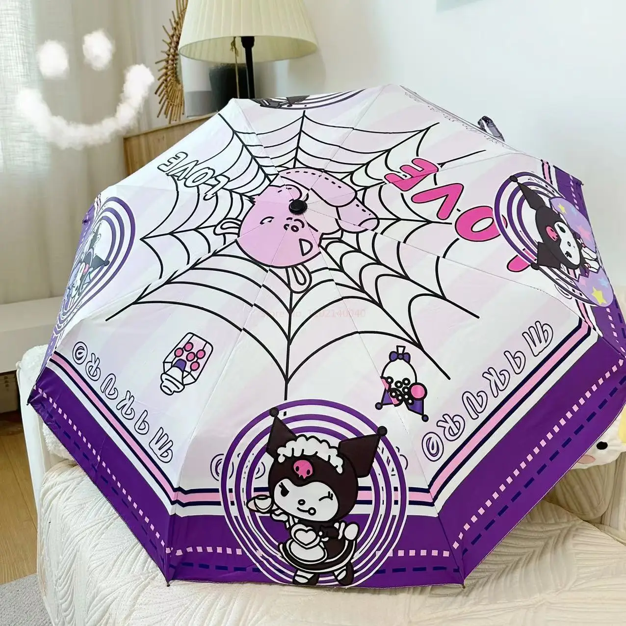 nouveau sanrio parapluie kawaii kuromi dessin animé pare soleil automatique parapluie de soleil protection solaire anti ultraviolet parapluie pliant nouveau sanrio parapluie kawaii kuromi dessin animé pare soleil automatique parapluie de soleil protection solaire anti ultraviolet parapluie pliant