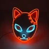 masque néon led demon slayer, décor de carnaval, cosplay anime japonais, clignotant pour la nuit de carnaval, 2025