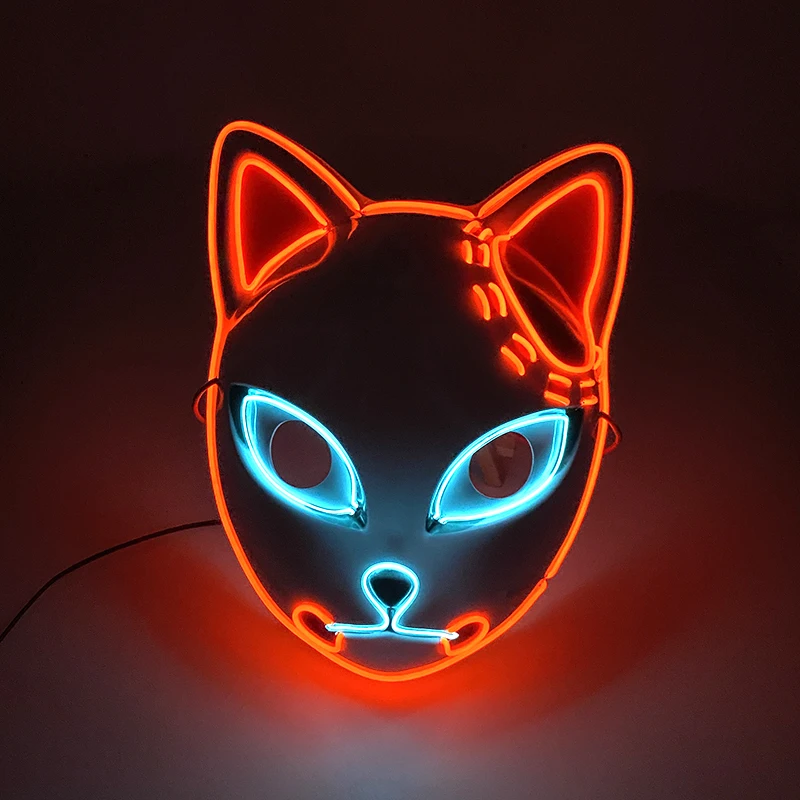 masque néon led demon slayer, décor de carnaval, cosplay anime japonais, clignotant pour la nuit de carnaval, 2025 masque néon led demon slayer, décor de carnaval, cosplay anime japonais, clignotant pour la nuit de carnaval, 2025