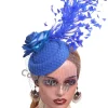 mariée violet voiles pilulier fasciantor accessoires femmes maille fête mariage chapeau casquette fille spectacle course fleur casque pince à cheveux